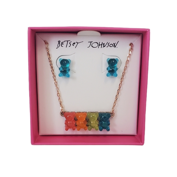 Betsey Johnson Gummy Bear Earring/Necklace Set - Picture 1 of 4